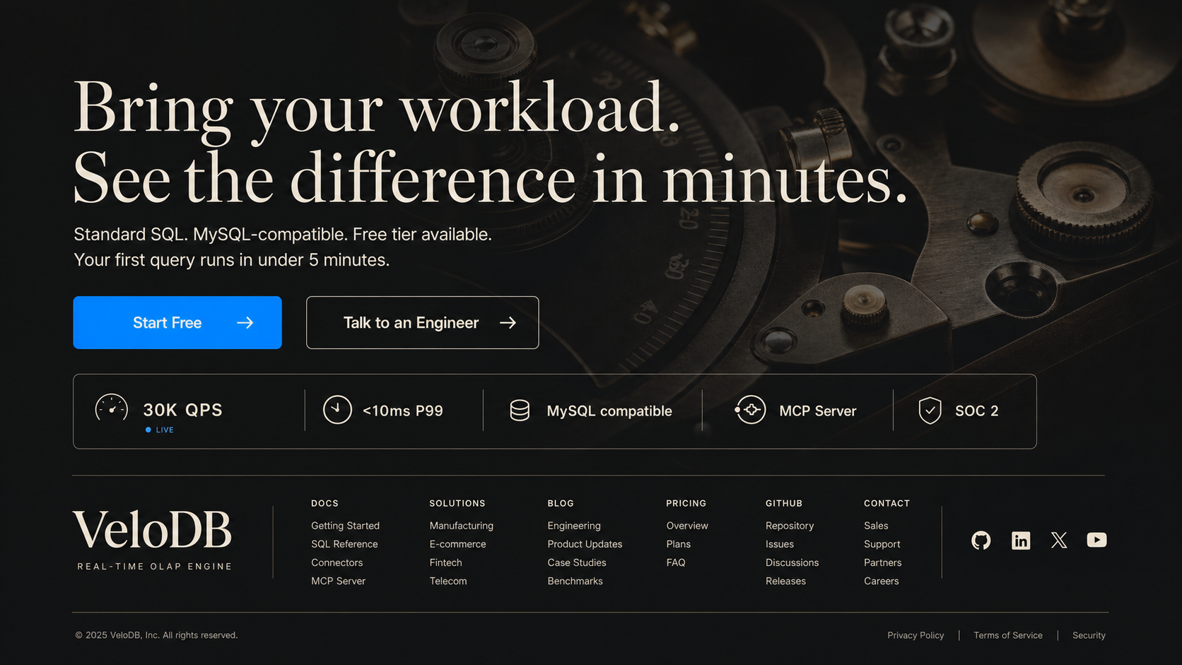 VeloDB CTA footer reference